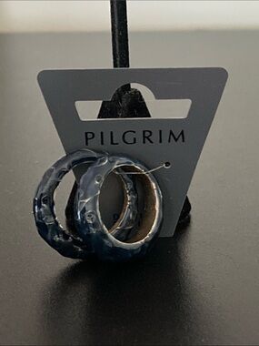 Pilgrim Dark Blue Marbled Resin rings size 6